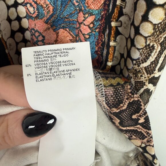 Just Cavalli Mixed Print Cap Sleeve Scoopneck Bodycon Mini Dress Size Medium M - Picture 7 of 11